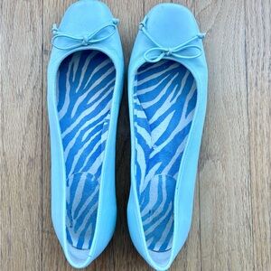 Pastel sky blue designer leather flats- 7.5 $425